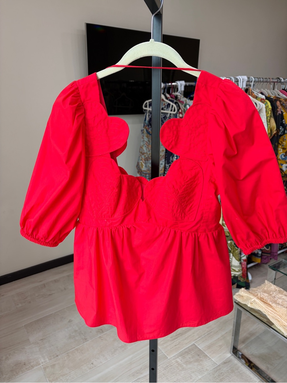 Farm Rio: Red Heart Short Sleeve Organic
Cotton Blouse - Picture 5 of 9